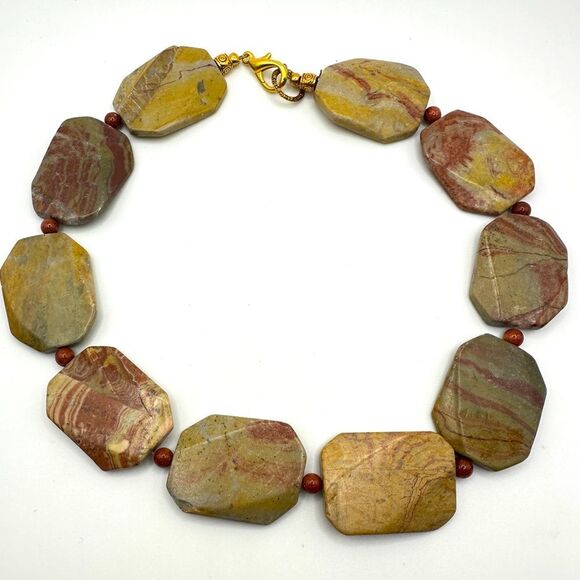 18" possible Picasso Jasper and Goldstone beaded accents, statement necklace! - Picture 1 of 11